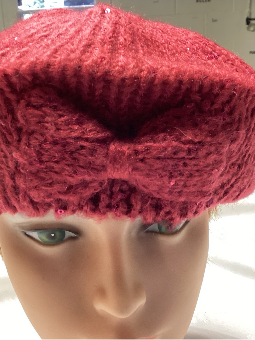 Red Knit Bow Beanie - Women Accessories